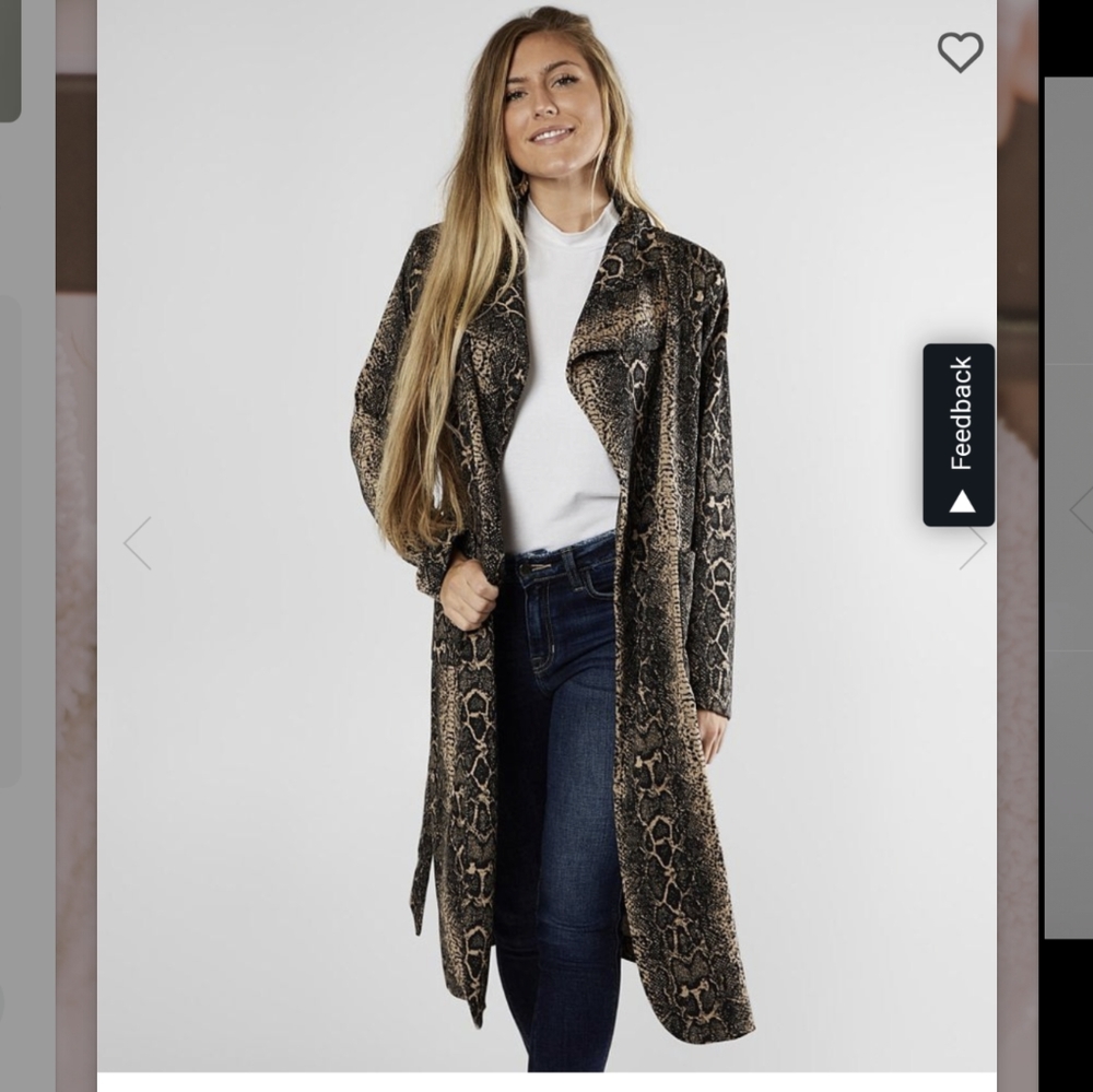 Shinestar Snake Print Trench Jacket